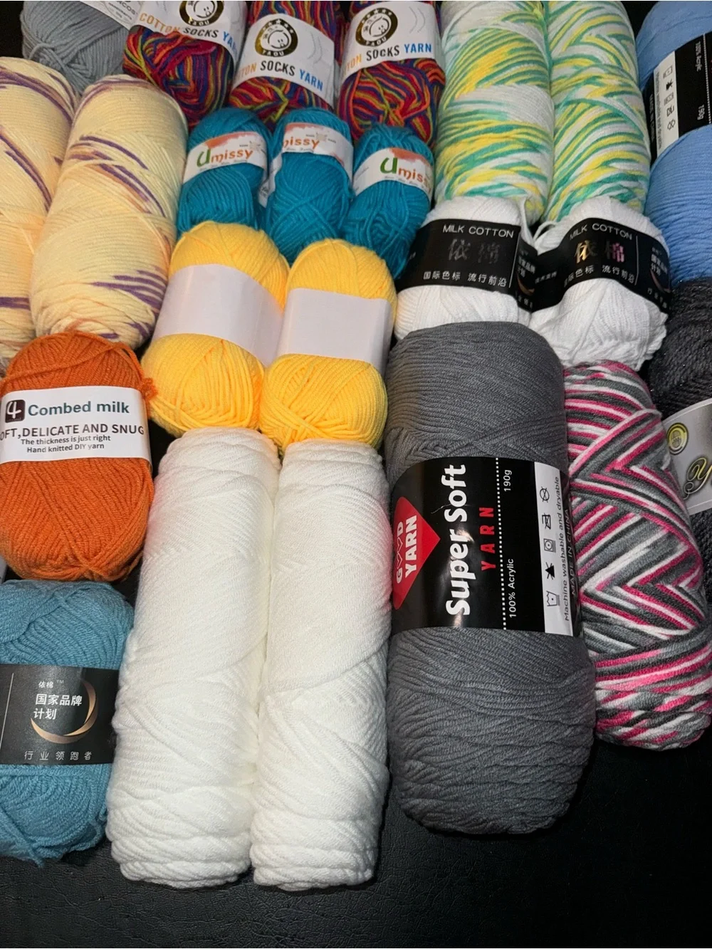 Yarn Lot of 28 skeins various sizes and styles all new lot #2